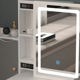Makeup Vanity Set with Mirror and lights and stool