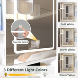 Makeup Vanity with Lights in 3 Colors & Openable Mirror,Vanity Desk with 4 Drawers 1 Cabinets Shelves,Vanity Dresser