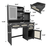 Makeup Vanity with Lights in 3 Colors & Openable Mirror,Vanity Desk with 4 Drawers 1 Cabinets Shelves,Vanity Dresser