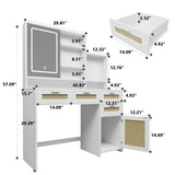 Makeup Vanity with Lights in 3 Colors & Openable Mirror,Vanity Desk with 4 Drawers 1 Cabinets Shelves,Vanity Dresser