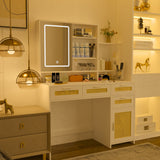 Makeup Vanity with Lights in 3 Colors and Openable Mirror