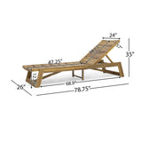 Maki Outdoor Acacia Wood Chaise Lounge (Set of 4) by Christopher Knight Home