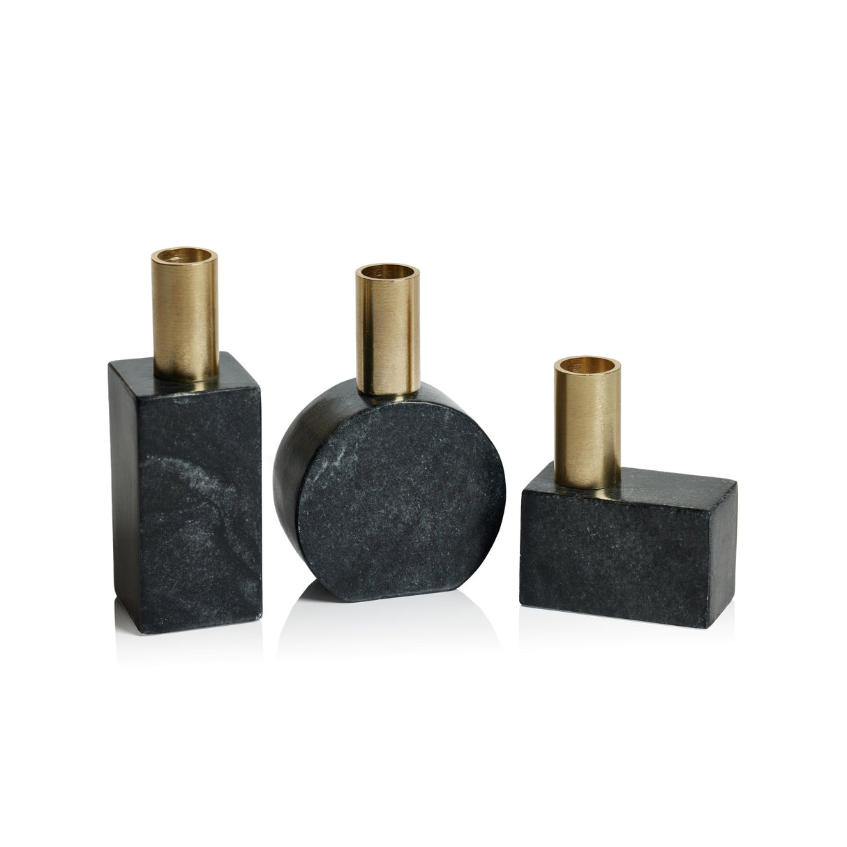 Malakai Rectangular Marble Candle Holders, Set of 2