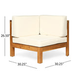 Malawi Outdoor 10-Piece U-Shaped Acacia Wood Sectional Sofa Set with Fire Pit by Christopher Knight Home
