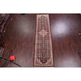 Malayer Hamedan Handmade Vintage Traditional Persian Wool Rug - 13'7" x 3'6" runner