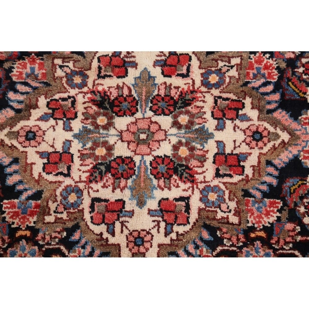 Malayer Hamedan Handmade Vintage Traditional Persian Wool Rug - 13'7" x 3'6" runner