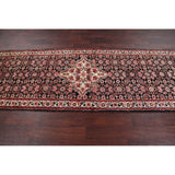 Malayer Hamedan Handmade Vintage Traditional Persian Wool Rug - 13'7" x 3'6" runner