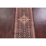 Malayer Hamedan Handmade Vintage Traditional Persian Wool Rug - 13'7" x 3'6" runner