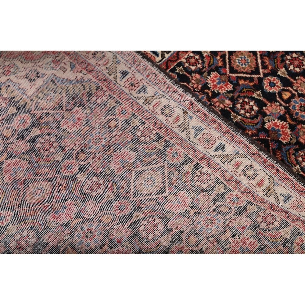 Malayer Hamedan Handmade Vintage Traditional Persian Wool Rug - 13'7" x 3'6" runner