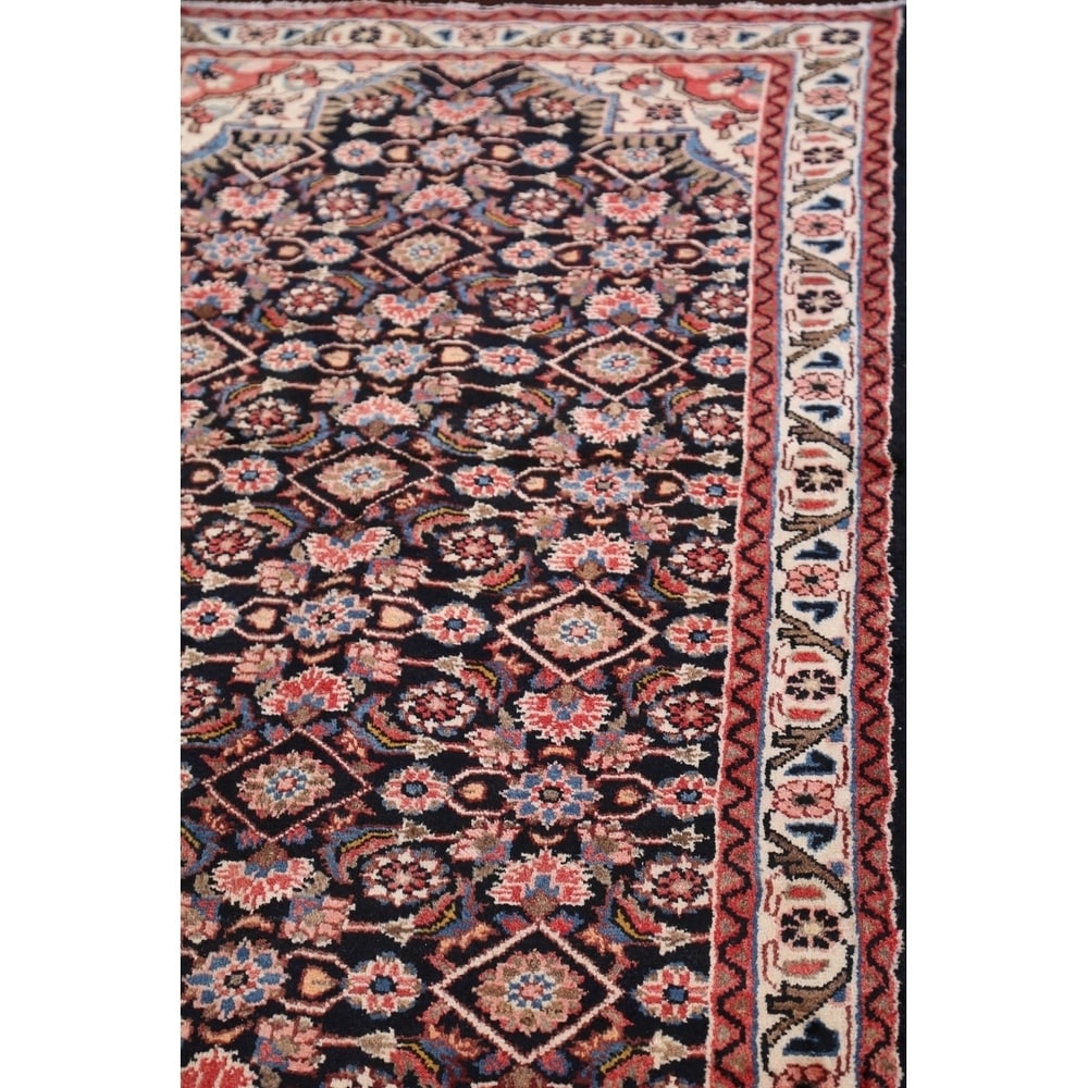 Malayer Hamedan Handmade Vintage Traditional Persian Wool Rug - 13'7" x 3'6" runner