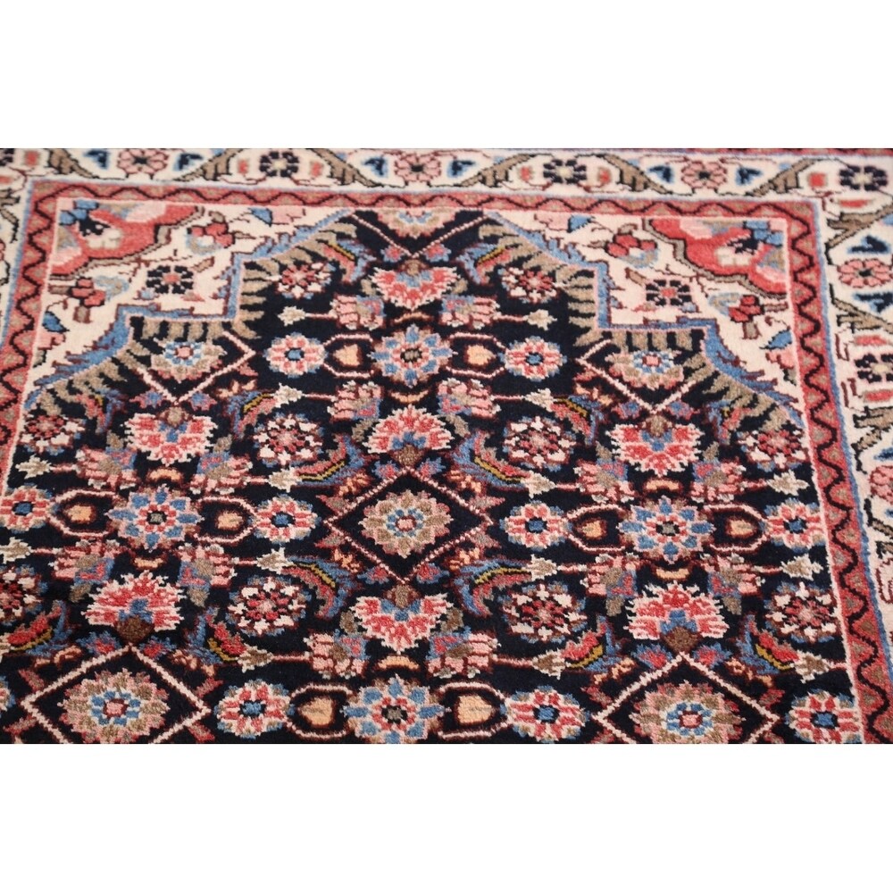 Malayer Hamedan Handmade Vintage Traditional Persian Wool Rug - 13'7" x 3'6" runner