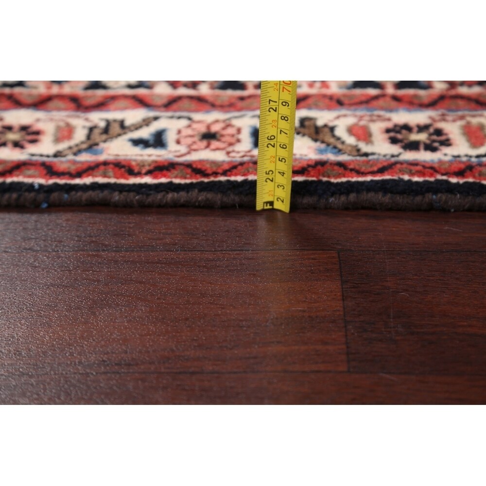 Malayer Hamedan Handmade Vintage Traditional Persian Wool Rug - 13'7" x 3'6" runner