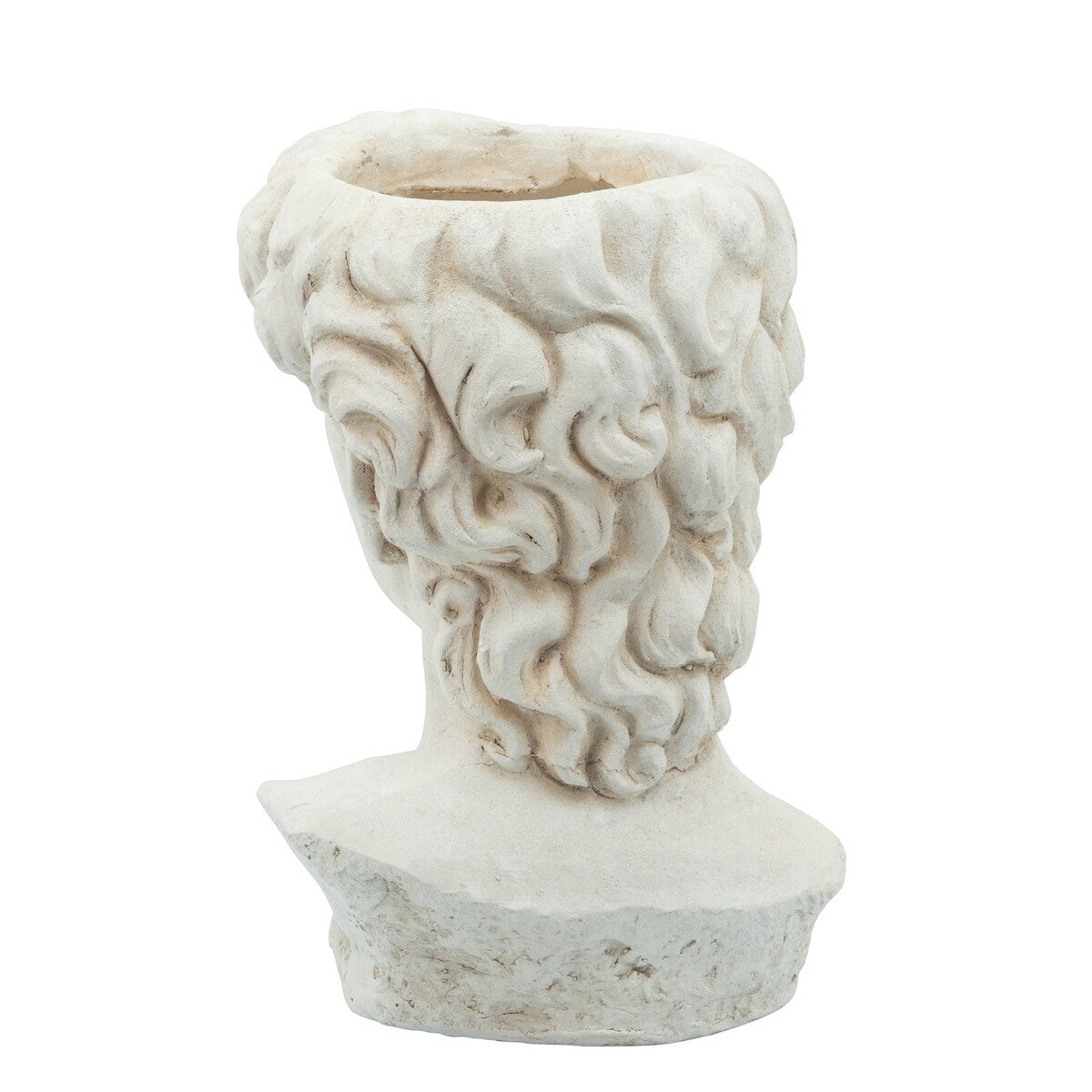 Male Head Resin Planter with Round Opening, White