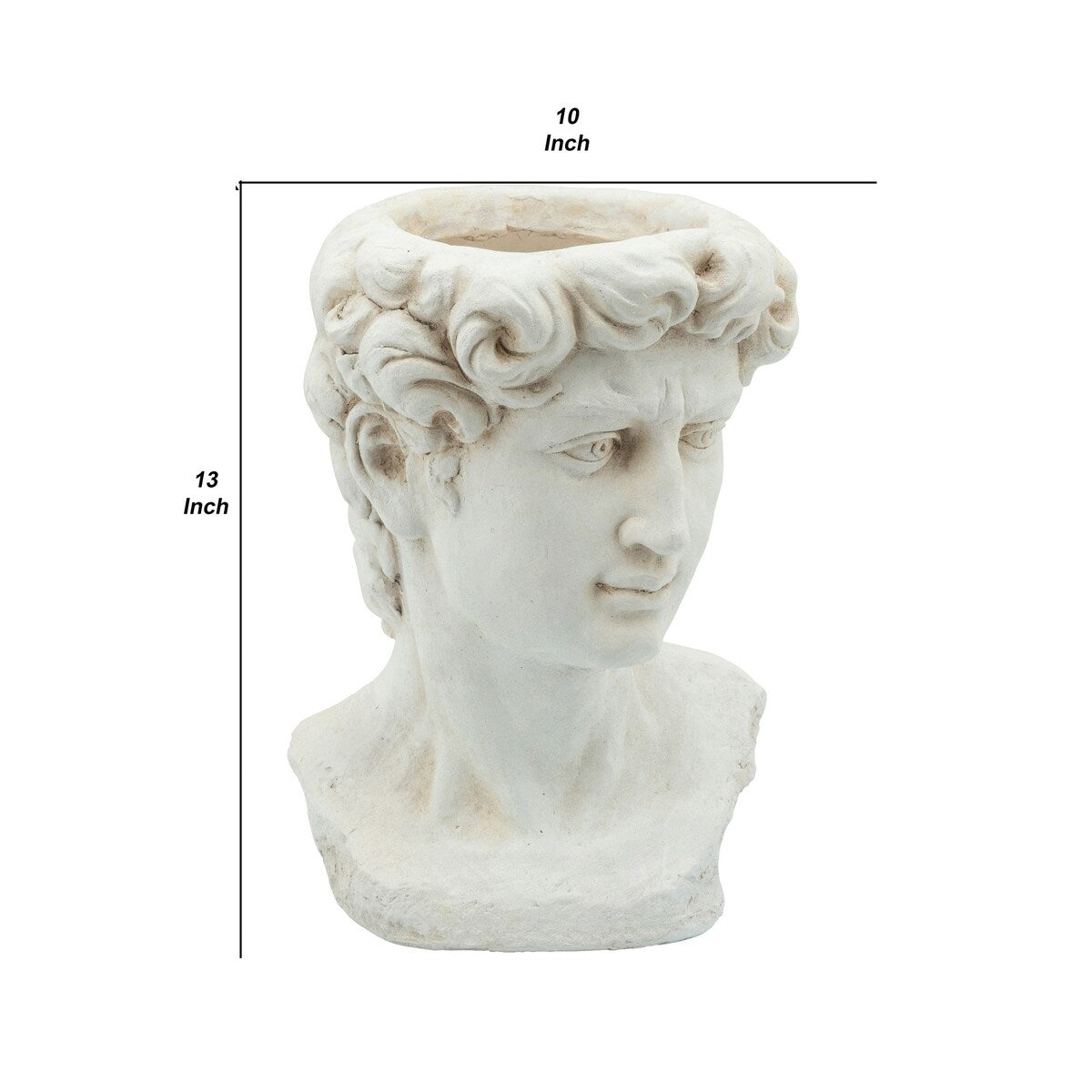 Male Head Resin Planter with Round Opening, White