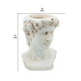 Male Head Resin Planter with Round Opening, White