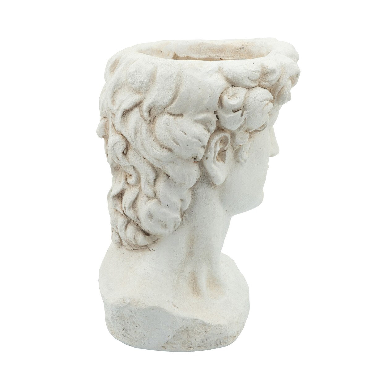Male Head Resin Planter with Round Opening, White
