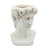 Male Head Resin Planter with Round Opening, White