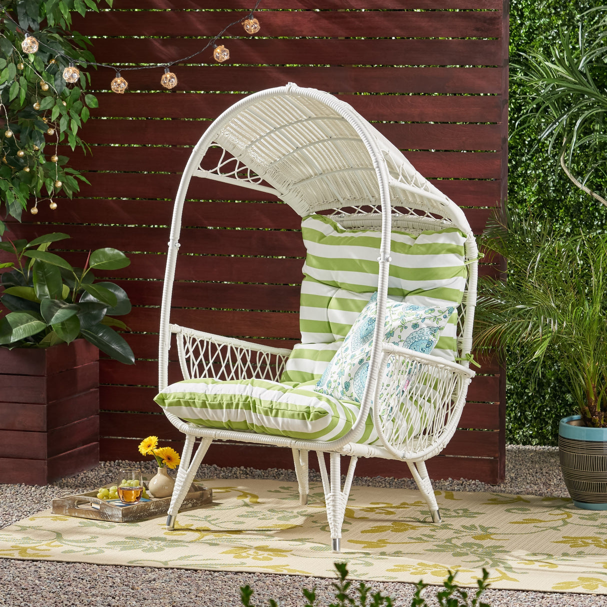 Malia Outdoor Cushioned Wicker Basket Chair by Christopher Knight Home - 32.50" W x 36.50" D x 56.75" H