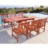 Malibu Eco-friendly 7-piece Outdoor Hardwood Dining Set with Rectangle Extention Table and Arm Chairs