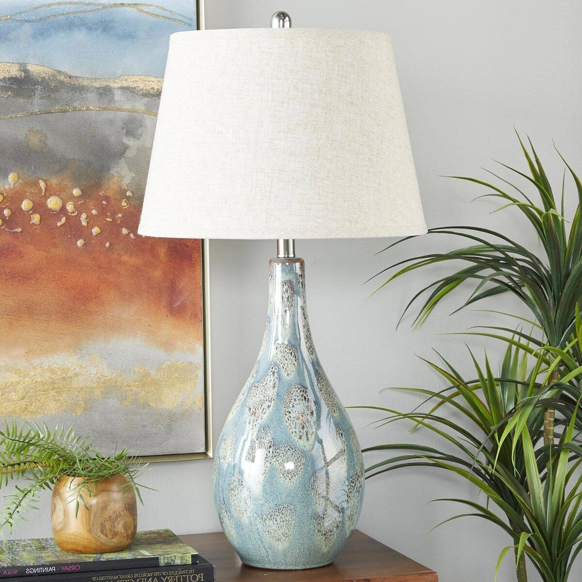 Malibu Glazed Ceramic Contemporary Table Lamps (Set of 2)
