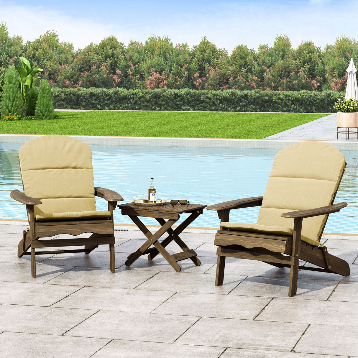 Malibu Outdoor 2 Seater Acacia Wood Chat Set with Water Resistant Cushions by Christopher Knight Home