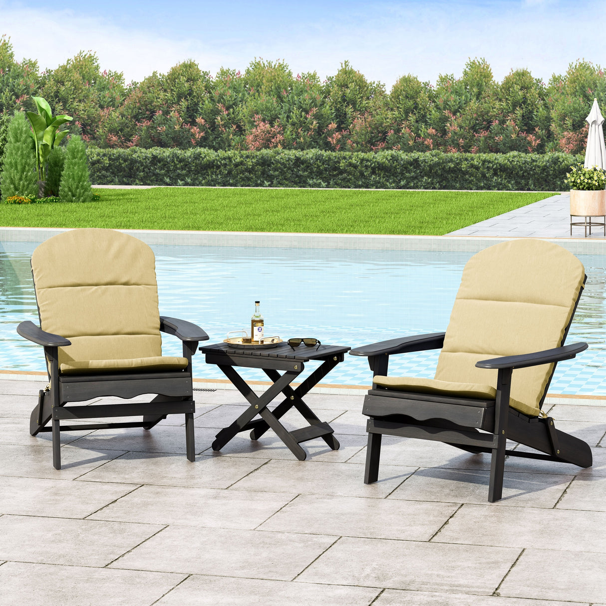 Malibu Outdoor 2 Seater Acacia Wood Chat Set with Water Resistant Cushions by Christopher Knight Home
