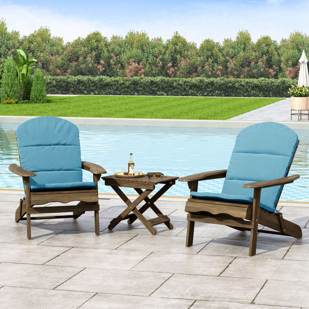 Malibu Outdoor 2 Seater Acacia Wood Chat Set with Water Resistant Cushions by Christopher Knight Home