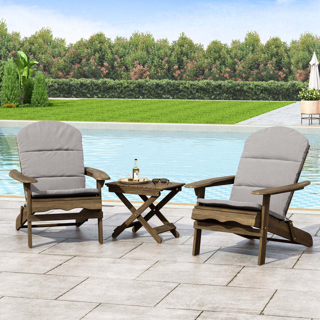 Malibu Outdoor 2 Seater Acacia Wood Chat Set with Water Resistant Cushions by Christopher Knight Home