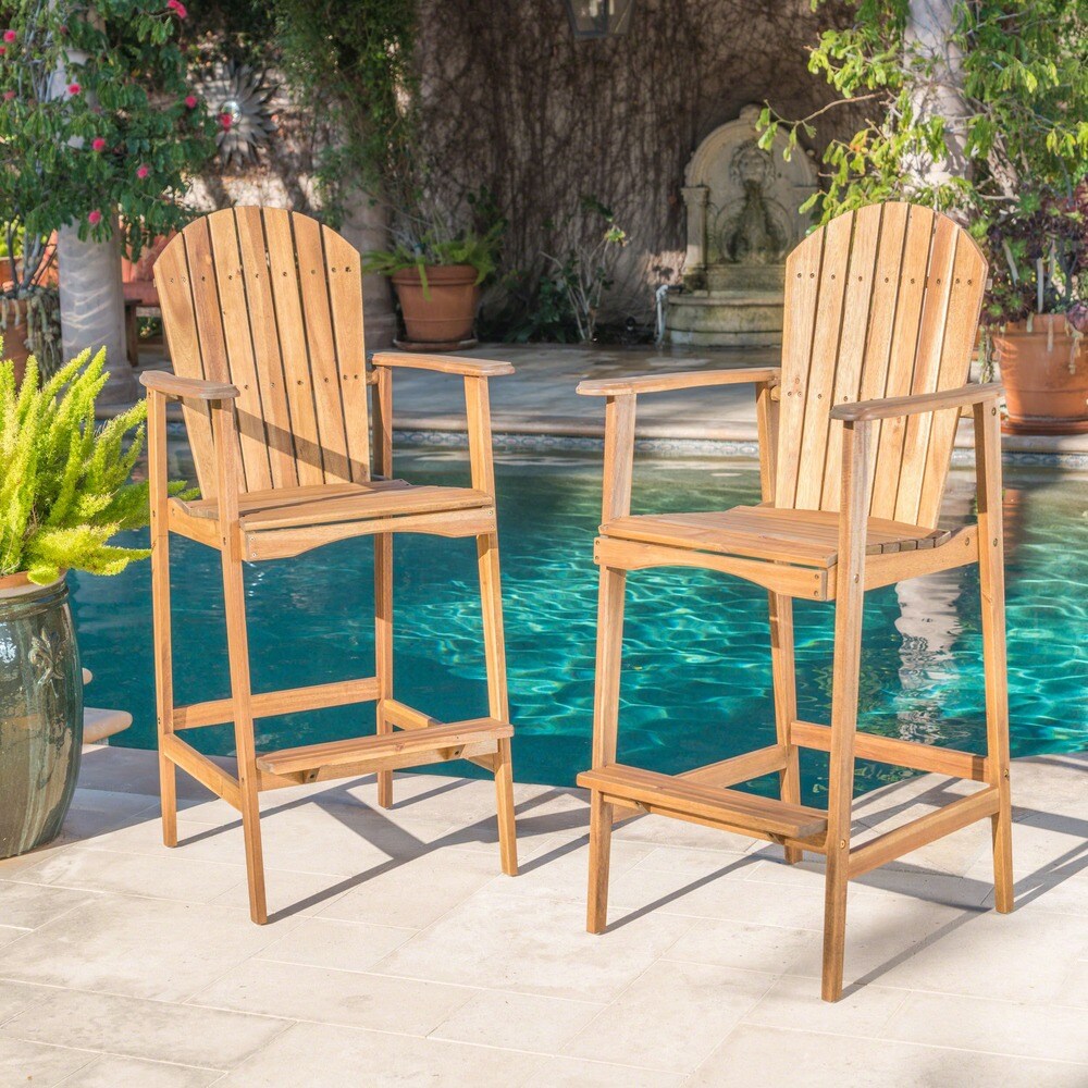 Malibu Outdoor Wood Acacia Barstool (Set of 2) by Christopher Knight Home