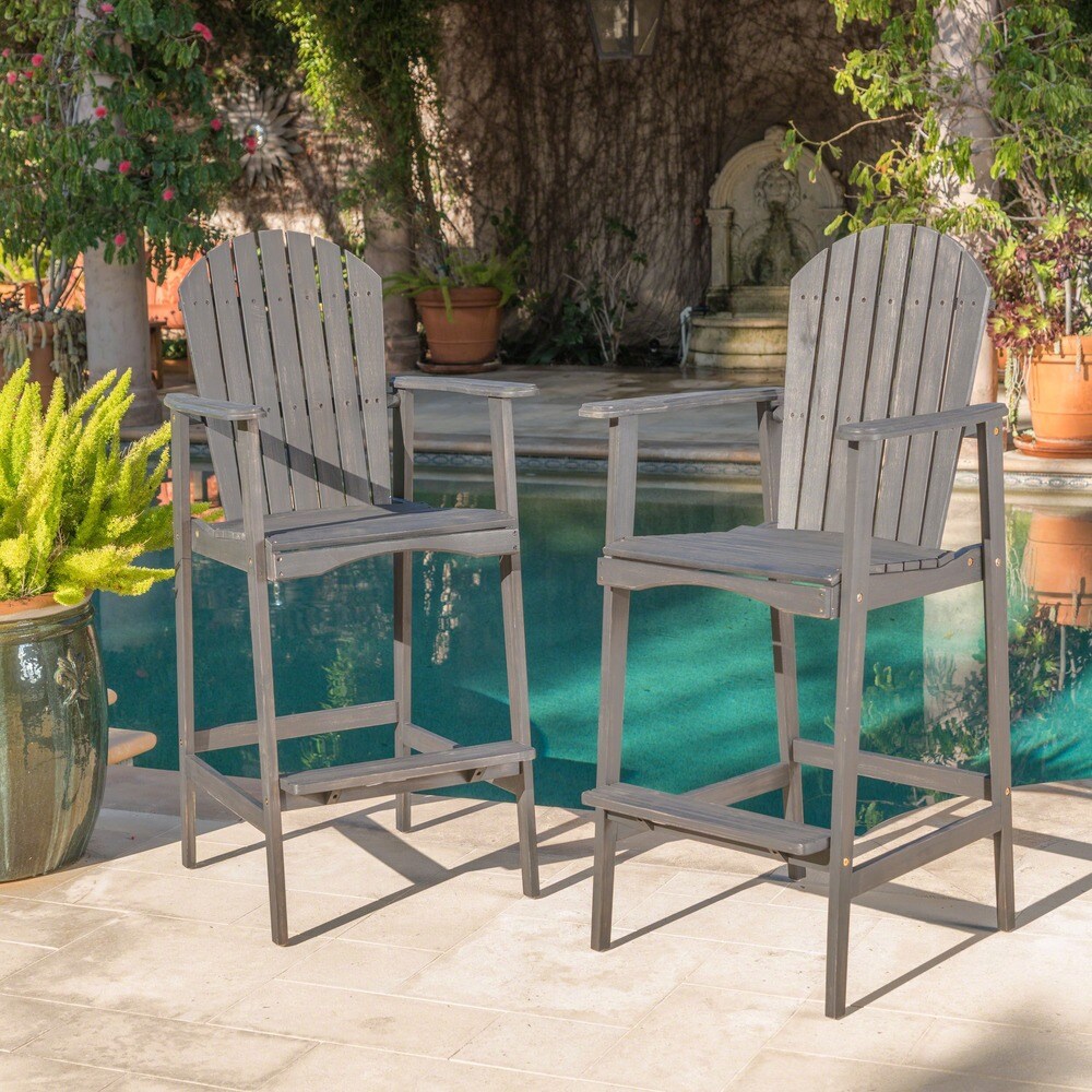 Malibu Outdoor Wood Acacia Barstool (Set of 2) by Christopher Knight Home
