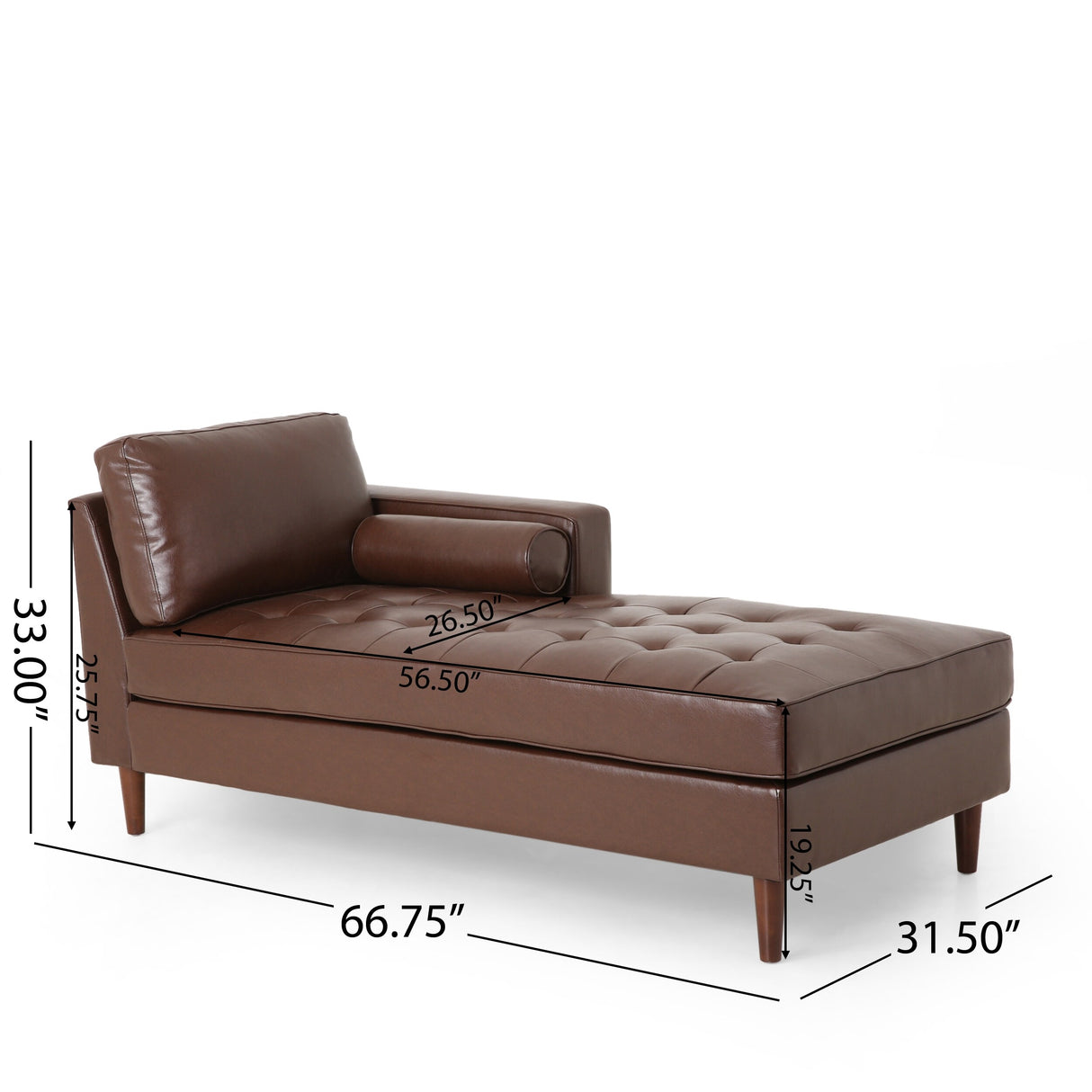 Malinta Contemporary Tufted Chaise Lounge by Christopher Knight Home - 66.75" L x 31.50" W x 33.00" H