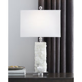 Malise 27 Inch Alabaster Table Lamp - White - 15" W x 9" D x 27" H