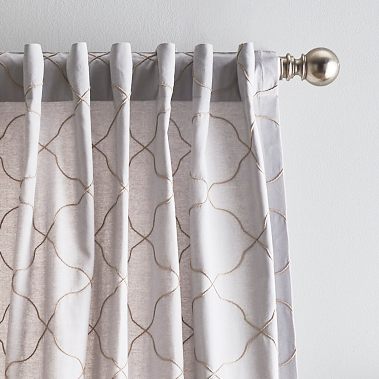 Mallorca Embroidery Back Tab Curtain Panel Pair