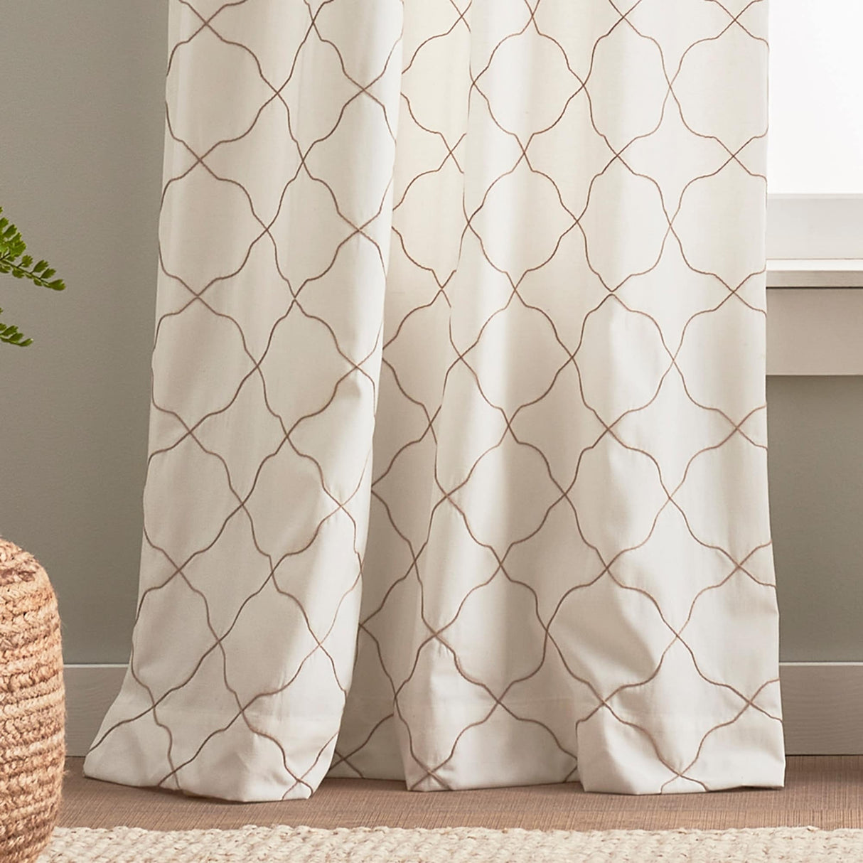 Mallorca Embroidery Back Tab Curtain Panel Pair