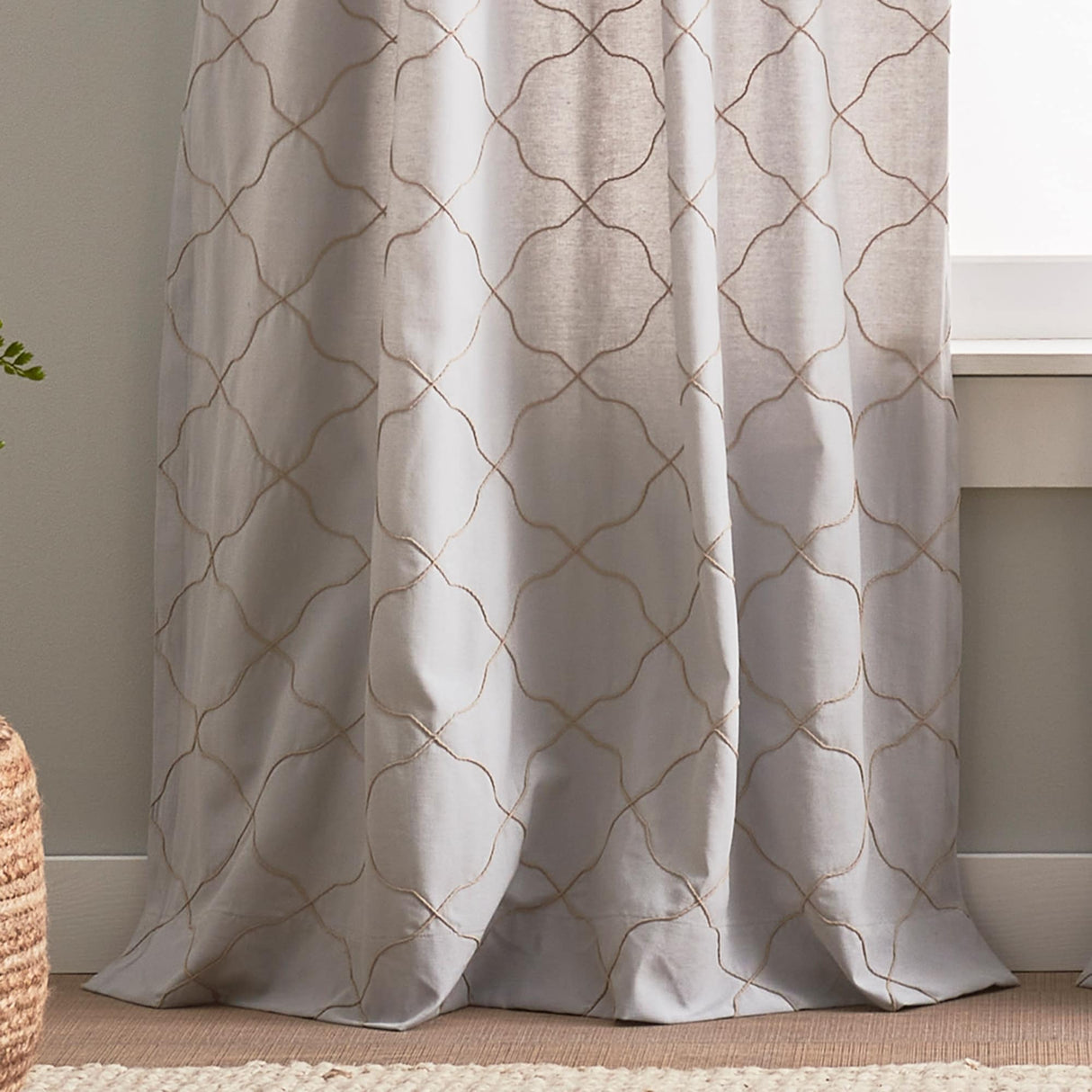 Mallorca Embroidery Back Tab Curtain Panel Pair