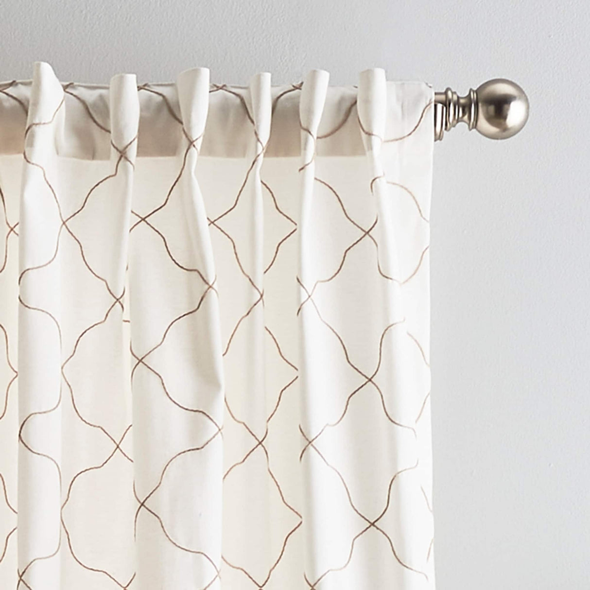 Mallorca Embroidery Back Tab Curtain Panel Pair