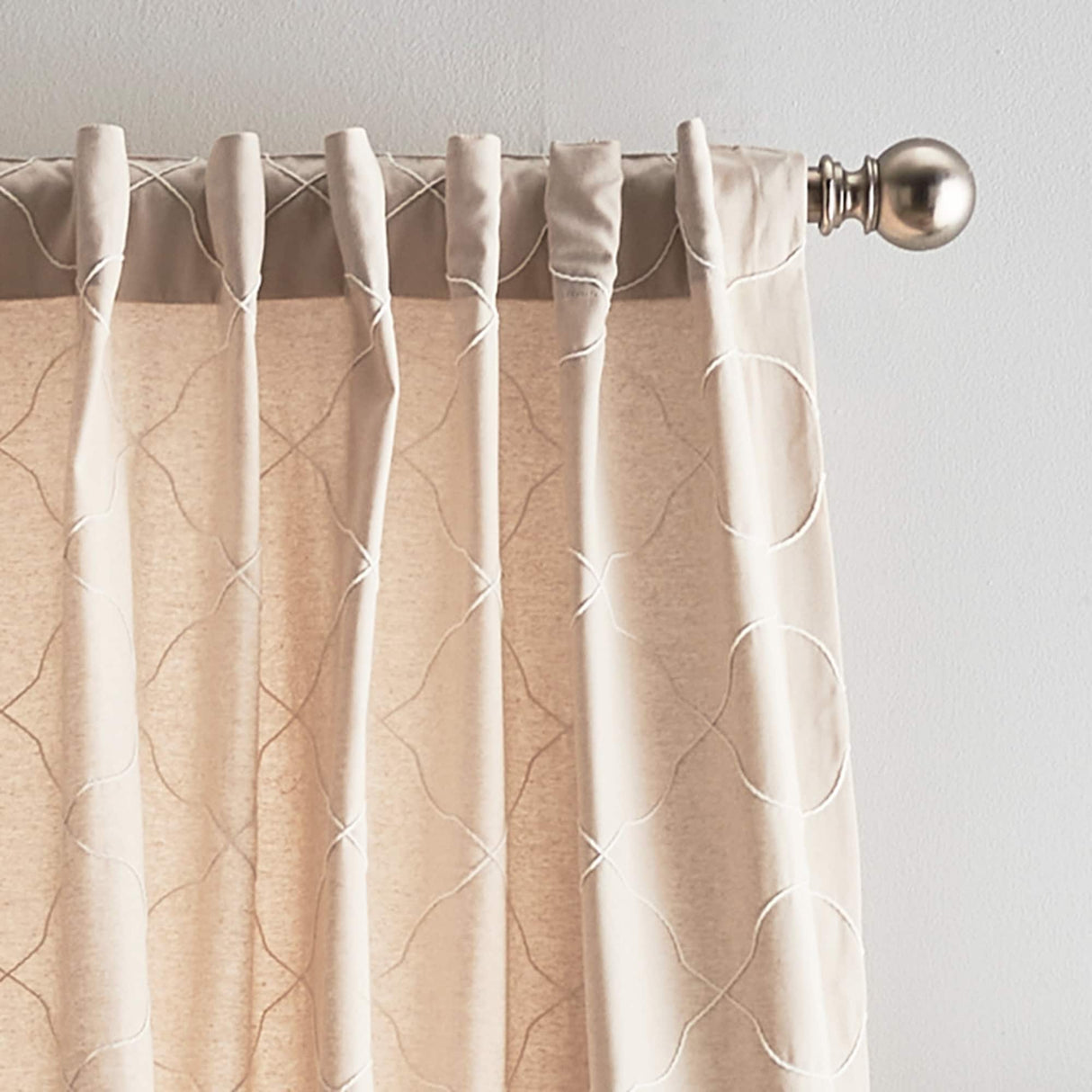 Mallorca Embroidery Back Tab Curtain Panel Pair