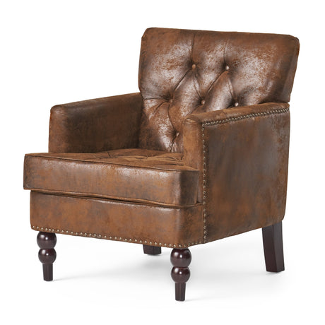 Malone Brown Espresso Tufted Club Chair by Christopher Knight Home
