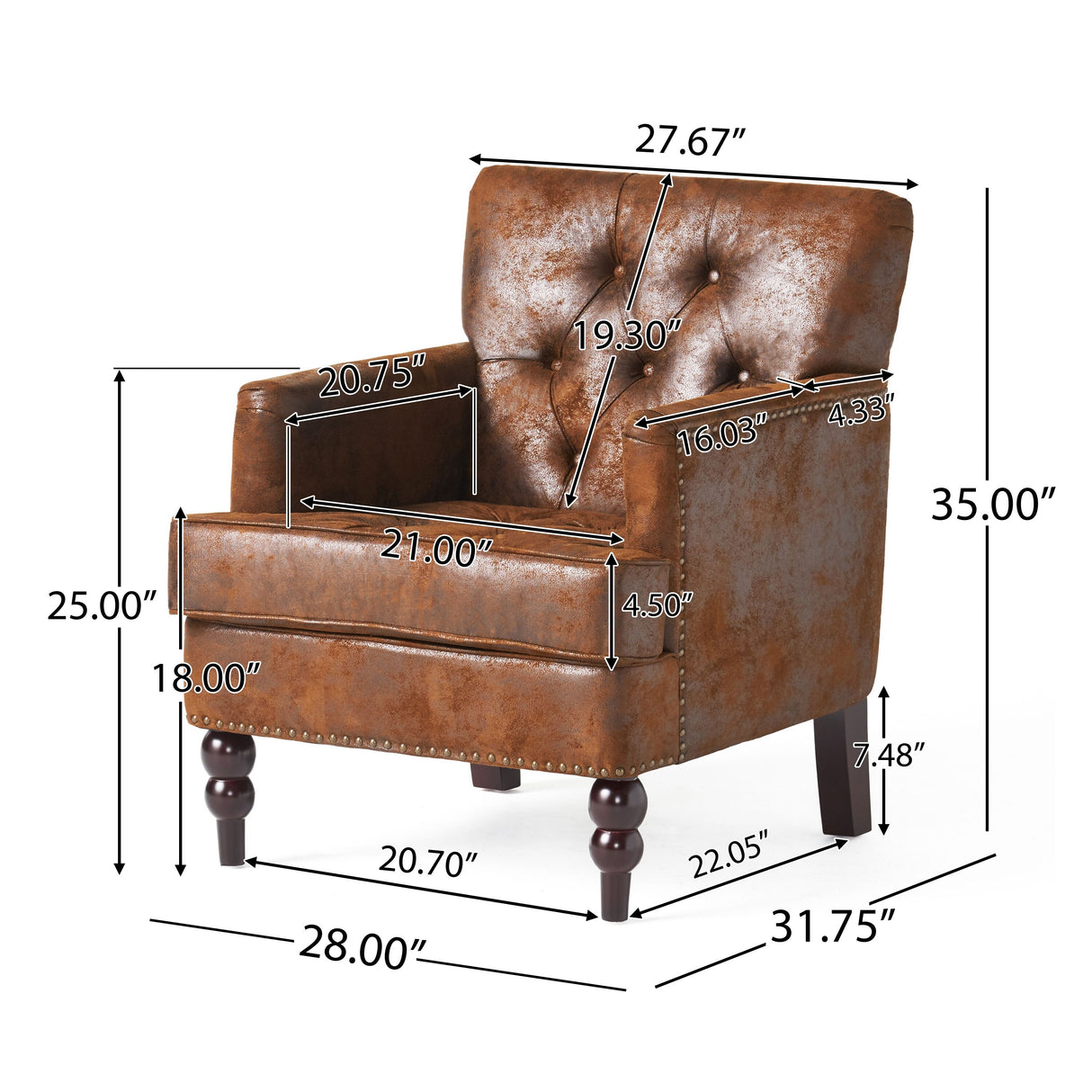 Malone Brown Espresso Tufted Club Chair by Christopher Knight Home