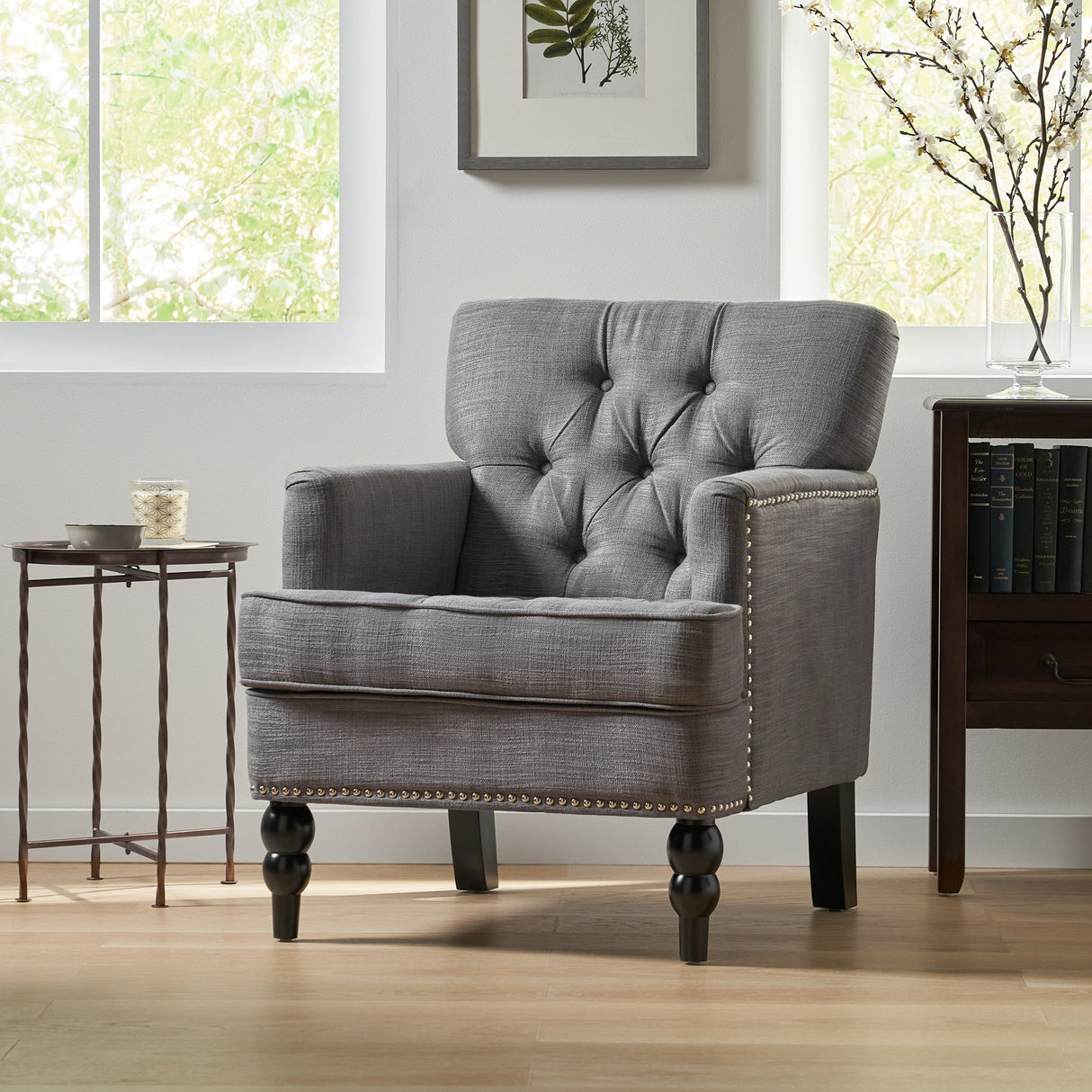 Malone Charcoal Grey Club Chair by Christopher Knight Home