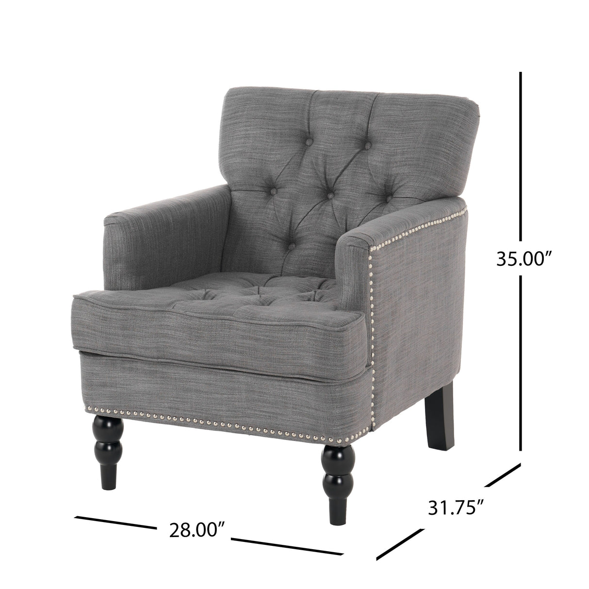 Malone Charcoal Grey Club Chair by Christopher Knight Home