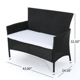 Malta Outdoor 4-piece Wicker Chat Set with Cushions by Christopher Knight Home