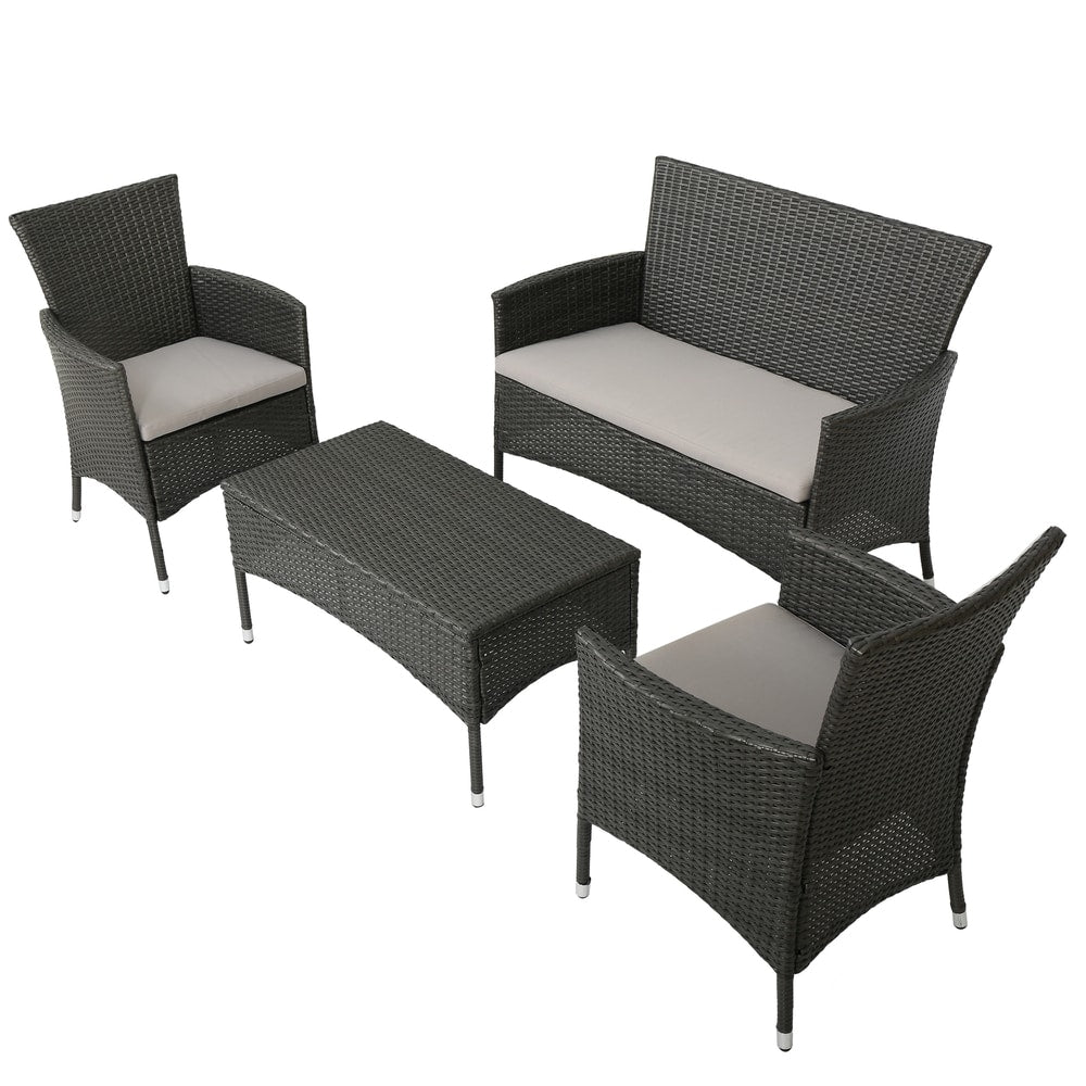 Malta Outdoor 4-piece Wicker Chat Set with Cushions by Christopher Knight Home