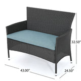 Malta Outdoor 4-piece Wicker Chat Set with Cushions by Christopher Knight Home