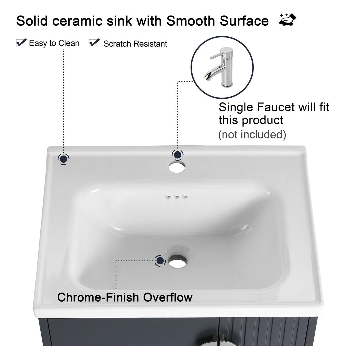 Malwee 24"/28" Floating Bathroom Vanity, Wall Mounted Bathroom Vanity with Ceramic Sink and Soft Close Door