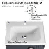 Malwee 24"/28" Floating Bathroom Vanity, Wall Mounted Bathroom Vanity with Ceramic Sink and Soft Close Door