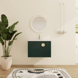Malwee 24"/28" Floating Bathroom Vanity, Wall Mounted Bathroom Vanity with Ceramic Sink and Soft Close Door