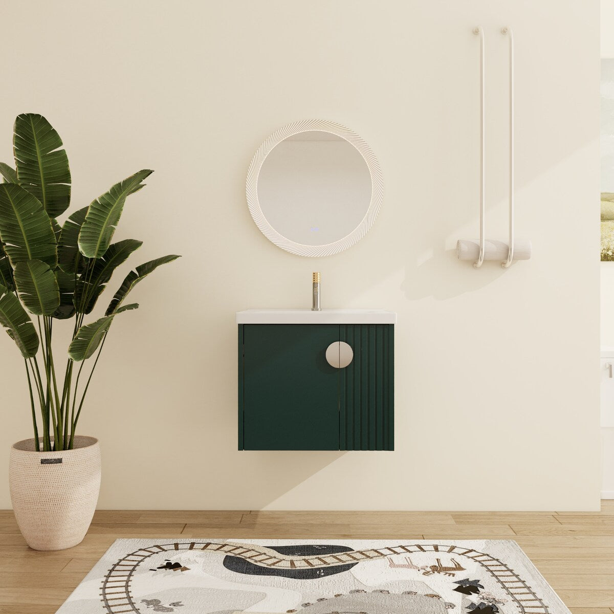 Malwee 24"/28" Floating Bathroom Vanity, Wall Mounted Bathroom Vanity with Ceramic Sink and Soft Close Door