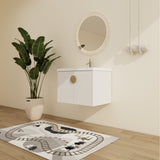 Malwee 24"/28" Floating Bathroom Vanity, Wall Mounted Bathroom Vanity with Ceramic Sink and Soft Close Door