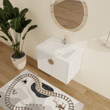 Malwee 24"/28" Floating Bathroom Vanity, Wall Mounted Bathroom Vanity with Ceramic Sink and Soft Close Door